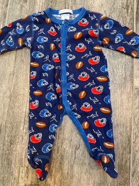 Baby Steps Football Helmet Sports Snap-Front Sleeper Pajamas - 3 months